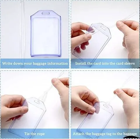 Porte-Carte d'Identité et Étiquette de Bagage en PVC Transparent Imperméable Vertical Avec Cordon Pour Bureau École Voyage