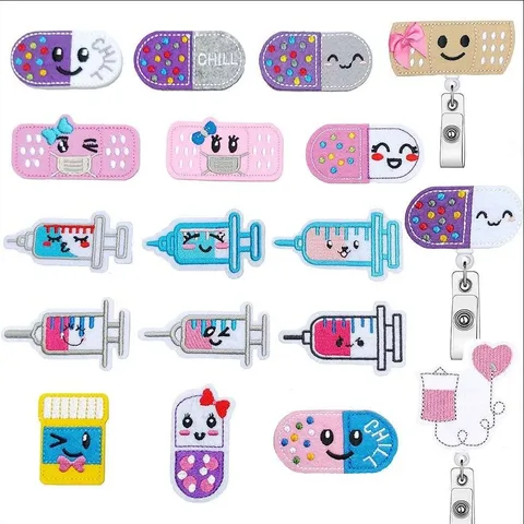 Série Médicale Enrouleur de Badge en Feutre Rétractable Porte-Badge Infirmière Mignon Cartoon Docteur Fournitures de Bureau