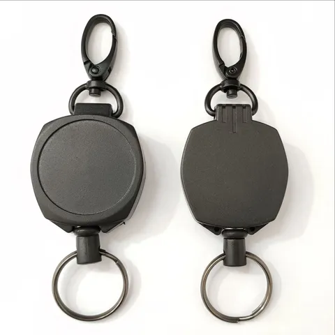 Heavy Duty ABS Retractable Badge Reel ID Card Holder With Steel Wire Cord Key Ring For Office School