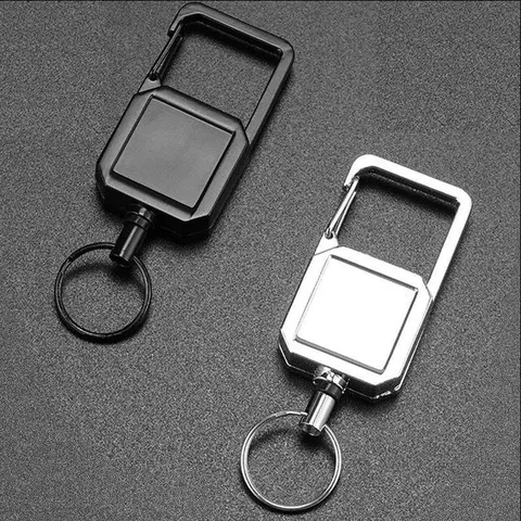 Portabadge Retrattile Metallo Resistente Lega di Zinco Portatessere ID con Portachiavi Cavo di Trazione per Ufficio Forniture Scolastiche