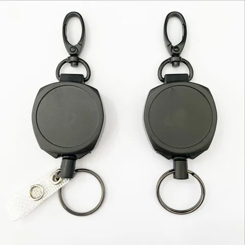Heavy Duty ABS Retractable Badge Reel ID Card Holder With Steel Wire Cord Key Ring For Office School