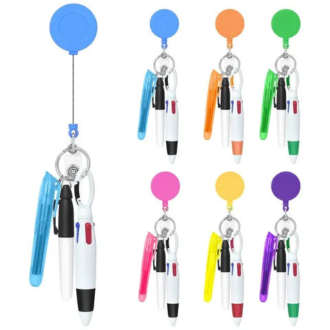 Einziehbarer Ausweishalter und Krankenschwester-Stift-Set mit ID-Kartenhalter Mini-Textmarker und Kugelschreibern für Medizinisches Personal