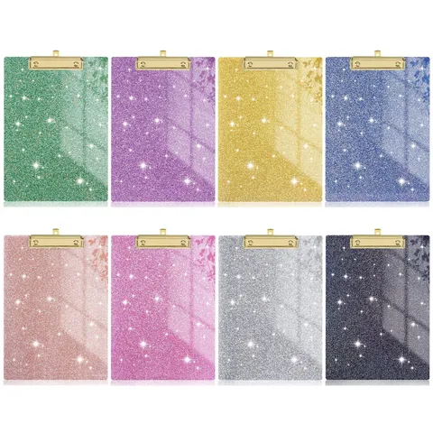 Glitter Acryl Klembord A4 Formaat Schrijfblok Met Lage Metalen Clip Kantoor School Documentenhouder