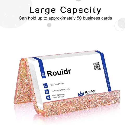Acrylic Business Card Holder Glitter Desktop Name Card Display Stand Office Card Organizer Stand For Desk Business Gift