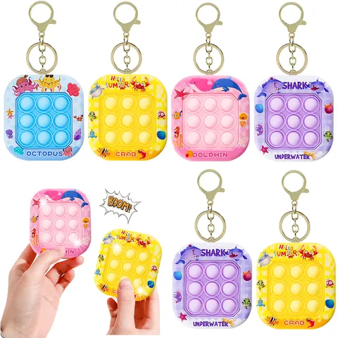 Mini Ozean Tier Fidget Pop It Spielzeug Schlüsselanhänger Tragbares Silikon Dekompression Sensorisches Spielzeug Finger Spiel Schlüsselring