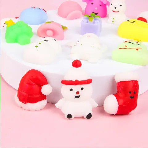 Christmas Squishy Toys Decompression Cute Doll Novelty Vent Dumpling Santas Hat Snowman Tree Party Gift Kids Toys
