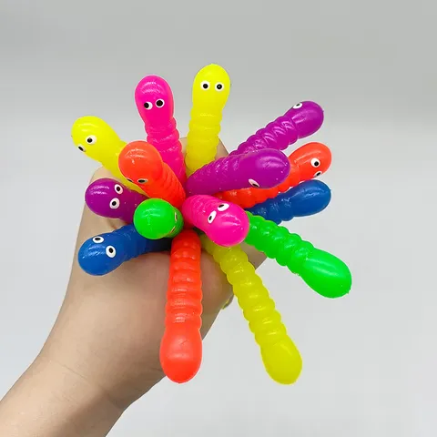 TPR Stretchy Caterpillar Toy Colorful Fidget Sensory Decompression Toy Stress Relief Fidget Toy For Kids And Adults