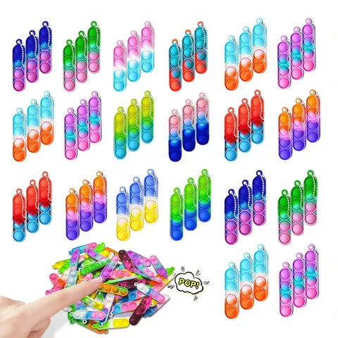 Mini Pop Fidget Spielzeug Schlüsselanhänger Silikon Sensorisch Stressabbau Spielzeug Tragbar Oval Push Blase Schlüsselanhänger Für Erwachsene Und Kinder