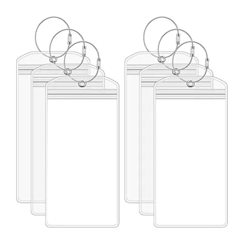 Etichetta Bagaglio Verticale in PVC Trasparente E Portacarte Con Anello in Filo di Acciaio Inossidabile Portabadge da Viaggio