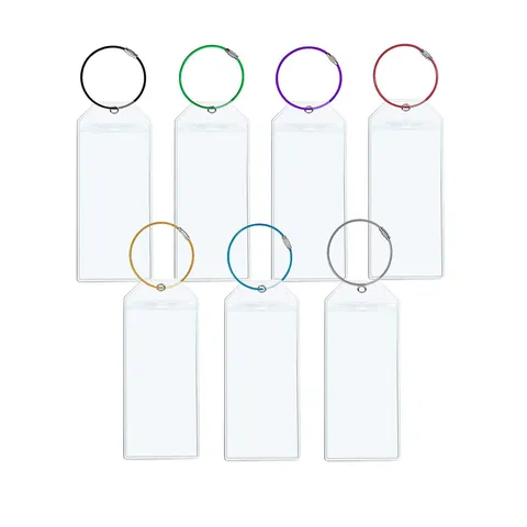 Transparent PVC Luggage Tag Waterproof Card Holder With Stainless Steel Wire Ring Travel ID Badge Holder Protective Case