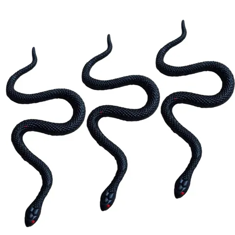 Festival Party Prank Toy Simulation Faux Serpent Modèle de Serpent Noir en Caoutchouc Souple Réaliste pour Décoration d'Halloween