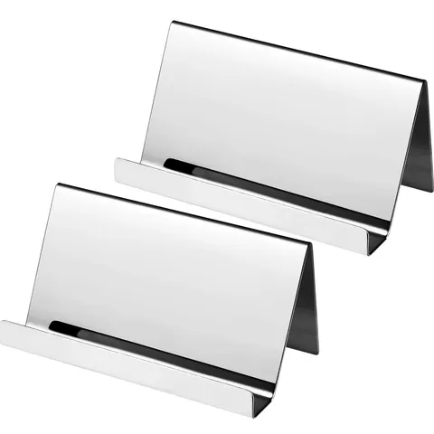 Modern 304 Edelstahl Visitenkartenhalter Desktop Namenskarte Ständer Display Regal Büro Organizer