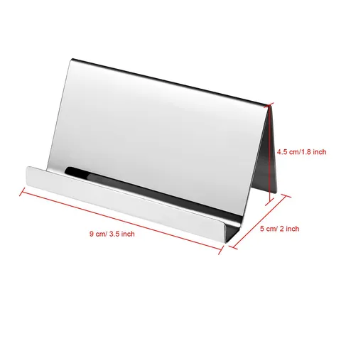 Modern 304 Edelstahl Visitenkartenhalter Desktop Namenskarte Ständer Display Regal Büro Organizer