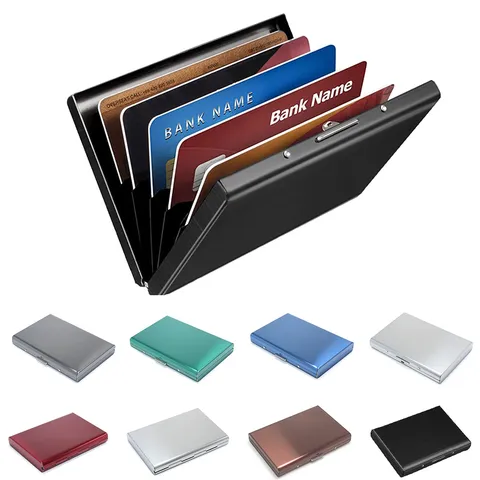 Stainless Steel Business Credit Card Holder RFID Blocking Metal Pocket Wallet With Accordion Slots For Men Women Office