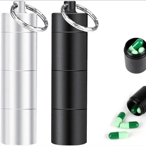 Outdoor Aluminum Alloy Waterproof Pill Box Container Survival Bottle Portable Metal Storage Capsule For Travel