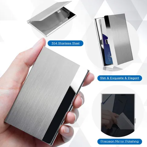 304 Stainless Steel Business Card Holder Slim Metal Credit Card Case Pocket Organizer For Office Men Women
