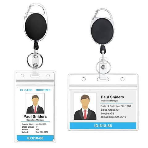 Portabadge Retrattile in Lega di Zinco Portacarte d'Identità Impermeabile Clip per Badge in Metallo Resistente Forniture per Ufficio e Scuola