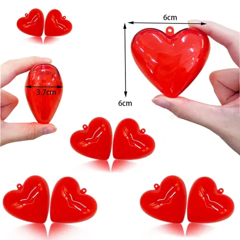 Scatola di Caramelle in Plastica Rossa a Forma di Cuore Contenitore Regalo Trasparente per Festa di San Valentino Decorazione