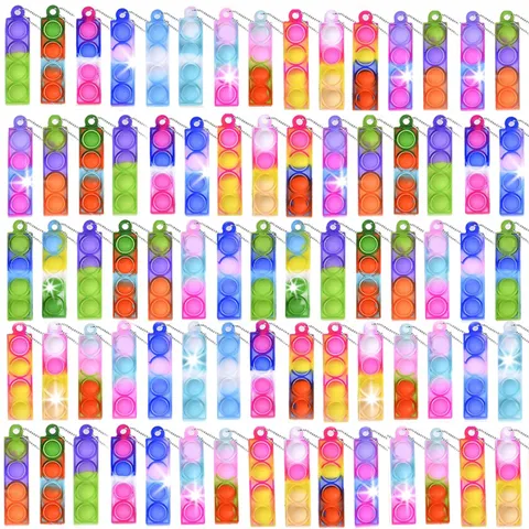 Mini Silicona Push Pop Bubble Fidget Toy Llavero Rectangular Juguete Sensorial Alivio Estrés