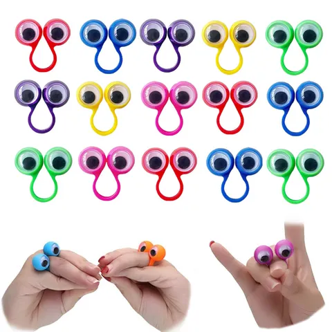 Anneau de Globe Oculaire Drôle En Plastique Yeux Mobiles Anneaux de Doigt Halloween Blague Jouet Faveurs de Fête Nouveauté Jouets Gag Pour Enfants Adultes