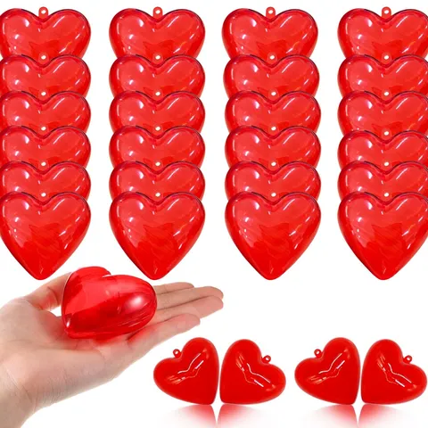 Scatola di Caramelle in Plastica Rossa a Forma di Cuore Contenitore Regalo Trasparente per Festa di San Valentino Decorazione