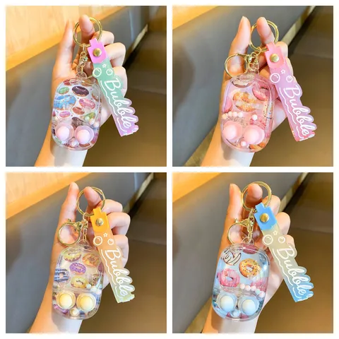 Cute Cartoon Water Game Console Keychain Portable Liquid Quicksand Toy Creative Handheld Toy Pendant Gift