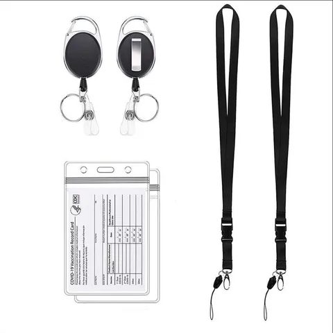 Carrete Retráctil de Aleación de Zinc Porta Tarjetas de PVC Transparente Impermeable Conjunto de Cordón Para Oficina y Escuela