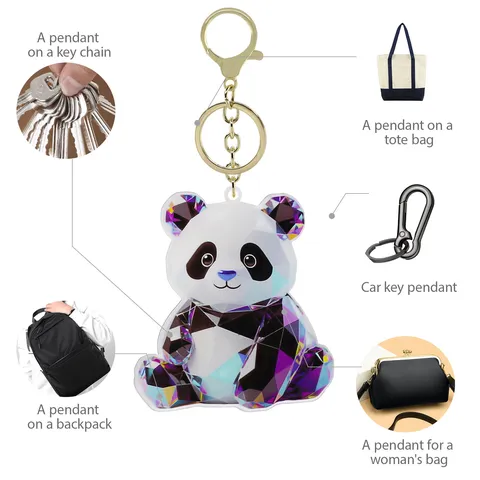 Carino Cristallo Animale Acrilico Portachiavi Cartone Animato Panda Cane Tigre Portachiavi Borsa Auto Pendente Sospeso Moda Gioielli Regalo