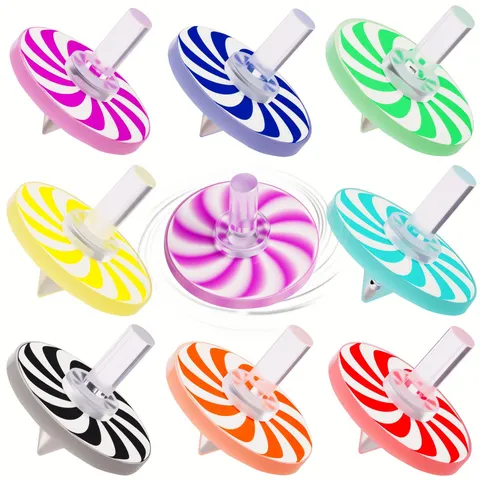 Acrylic Color Vortex Spinning Top Toy Double Sided Printed Colorful Gyro Classic Fidget Toy Desktop Relaxation Game