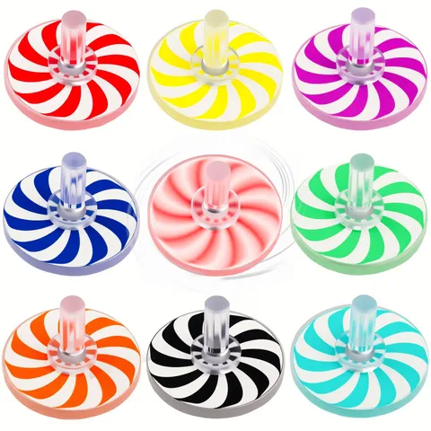 Acrylic Color Vortex Spinning Top Toy Double Sided Printed Colorful Gyro Classic Fidget Toy Desktop Relaxation Game