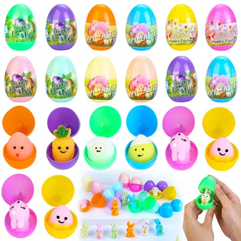 Easter Plastic Easter Eggs Blind Box Toy With Mini Rabbit Figurine Squishy Toys For Party Celebration Decoration