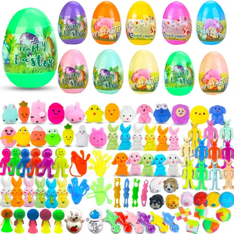 Easter Plastic Easter Eggs Blind Box Toy With Mini Rabbit Figurine Squishy Toys For Party Celebration Decoration