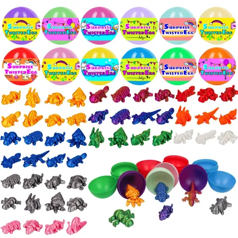 3D Printed Animal Gashapon Blind Box Easter Surprise Toy Plastic Articulated Toy Multi Color Mystery Egg Gift For Kids