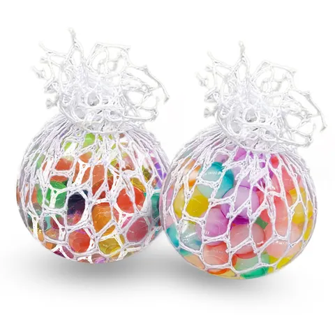 TPR Soft Rubber Decompression Grape Ball Mesh Squishy Toy Sensory Stress Relief Fidget Toy Colorful Water Bead Ball Gift