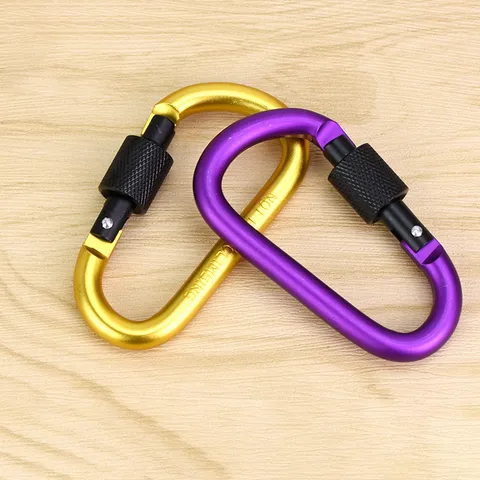 Aluminiumlegierung D-Ring Karabiner Mit Verschluss Robuster Clip Feder Schnapphaken Für Outdoor Wandern Camping Schlüsselanhänger