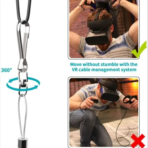 Sistema de Gestión de Cables VR Kit de Gancho de Techo con Polea Retráctil para Soporte de Cable de Casco de Realidad Virtual
