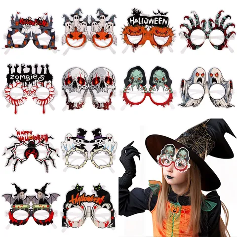 Gafas Decorativas de Fiesta de Halloween Calabaza Esqueleto Fantasma Divertidas Accesorios de Foto Monturas de Gafas Suministros