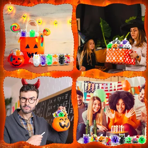 Jouet à Presser TPR d'Halloween Boule de Perles Fantôme Chauve-Souris Citrouille Design Soulagement du Stress Jouet Sensoriel Nouveauté