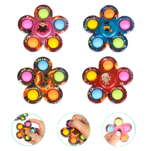 Halloween Fidget Spinner Pop Bubble Sensory Toy Multicolor ABS Plastic Stress Relief Fingertip Toy Party Adults Kids