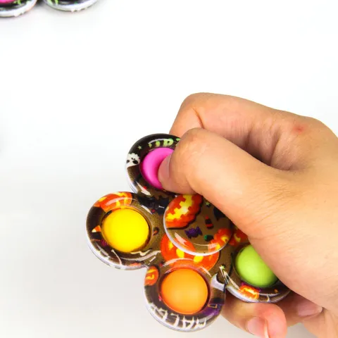 Halloween Fidget Spinner Pop Bubble Sensory Toy Multicolor ABS Plastic Stress Relief Fingertip Toy Party Adults Kids