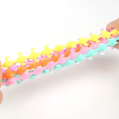 TPR Soft Rubber Caterpillar Stretch Toy Fidget Sensory Stress Relief Toy Funny Noodle Pull Toy Party Favor For Kids Adults
