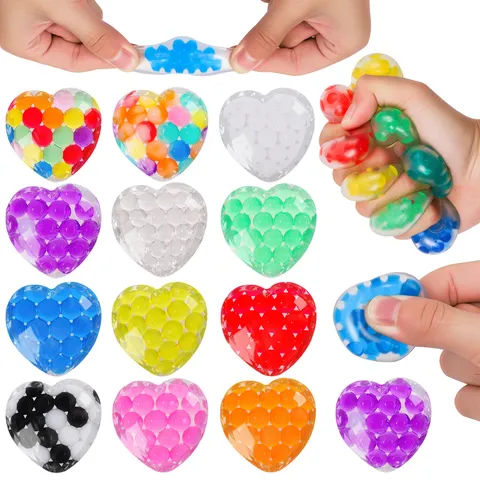 San Valentín Bola Antiestrés de TPR con Forma de Corazón Cuentas de Agua Juguete Colorido Oficina Relajación