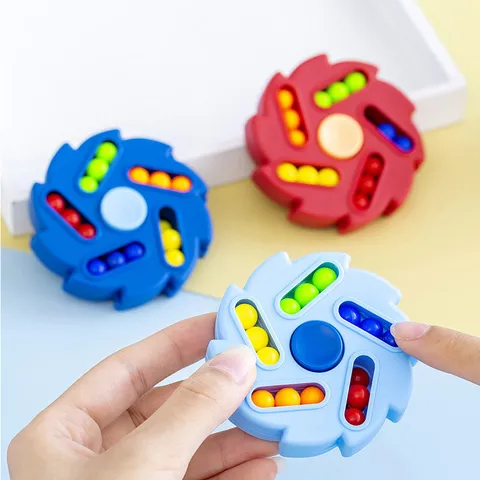 Educational Fingertip Rotating Magic Bean Rubik's Cube Fidget Spinner Plastic Decompression Puzzle Toy
