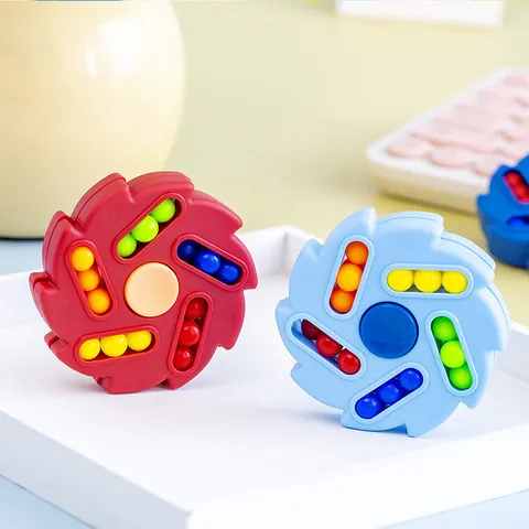 Educational Fingertip Rotating Magic Bean Rubik's Cube Fidget Spinner Plastic Decompression Puzzle Toy
