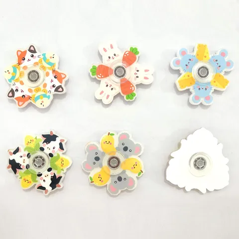 Cartoon Acrylic Fidget Spinner Cute Animal Fruit Stress Relief Finger Spinner Toy Portable Desktop Decompression Toy