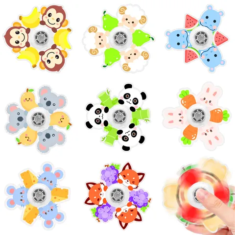 Cartoon Acrylic Fidget Spinner Cute Animal Fruit Stress Relief Finger Spinner Toy Portable Desktop Decompression Toy