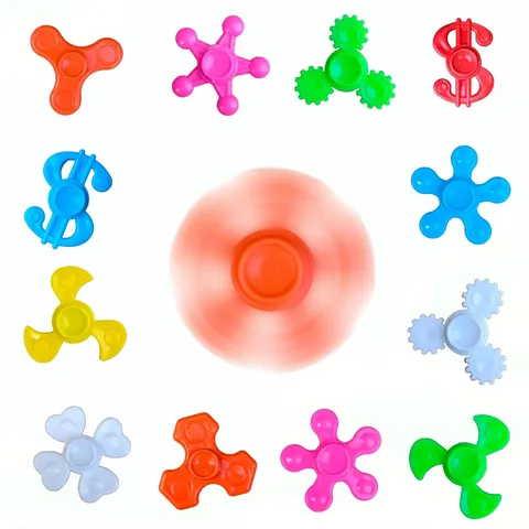 Plastic Mini Fidget Spinner Toy Assorted Shapes Colorful Finger Decompression Toys For Kids And Adults Office Desktop Fun