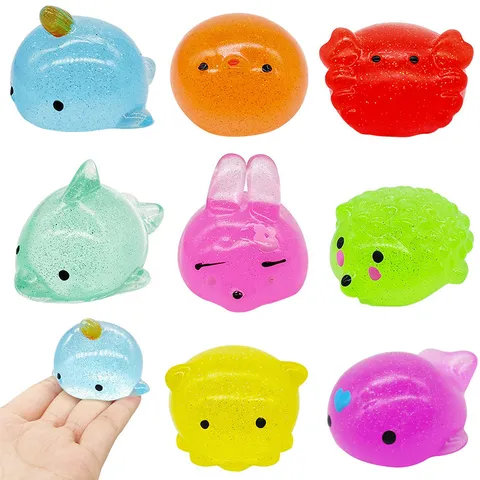 Large Glitter Animal Squishy Toy TPR Soft Slow Rising Stress Relief Fidget Toy Cute Squeeze Toy For Kids Adults