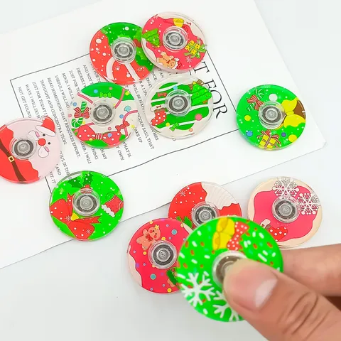 Christmas Cartoon Finger Spinner Acrylic Fidget Toy Santa Claus Elk Snowman Decompression Sensory Party Gift