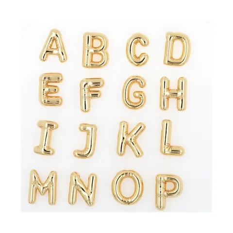 Ballon Anfangsbuchstabe Anhänger Halskette Für Damen Gold Überzogenes Kupfer 3D Alphabet Schmuck DIY Glänzend Namenskette Geschenk